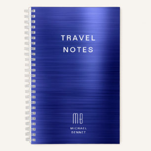 Elegantes Monogramm Navy Blau Reise Notizbuch