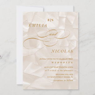Elegantes Monogramm Neutrales Abstrakte Hochzeit Einladung