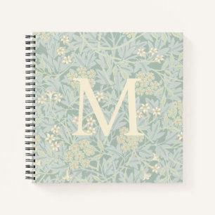 Elegantes Monogramm Pastellgrün Jasmin Floral Notizbuch