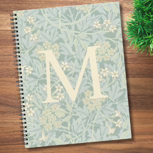 Elegantes Monogramm Pastellgrün Jasmin Floral Notizbuch
