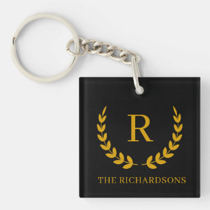 Elegantes Monogramm personalisierter Name Familien Schlüsselanhänger