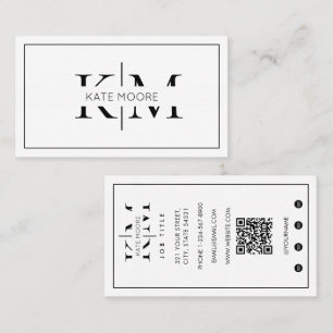 Elegantes Monogramm Professional Schwarz Weiß Mode Visitenkarte