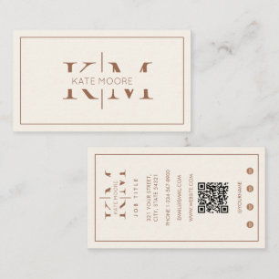 Elegantes Monogramm Professionell Braun Elfenbein Visitenkarte