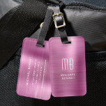 Elegantes Monogramm rosa gebürstetes Metall Gepäckanhänger<br><div class="desc">Personalisierte elegante Monogram Pink Imitate Gepäckanhänger aus Metall.</div>