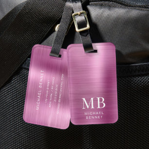 Elegantes Monogramm Rosa Gepäckanhänger