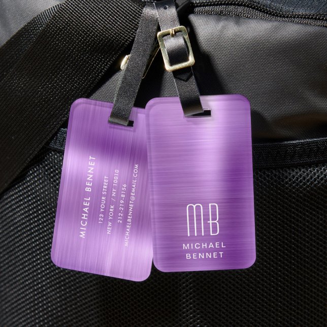 Elegantes Monogramm Rosa Gepäckanhänger (Elegant Monogram Pink Luggage Tag)