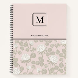 Elegantes Monogramm Rosa Taupe Blume Muster Notizbuch