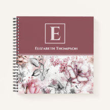 Elegantes Monogramm rosa und Lila florales Botanis