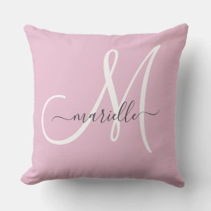 Elegantes Monogramm-Rosa-Wurfkissen Kissen