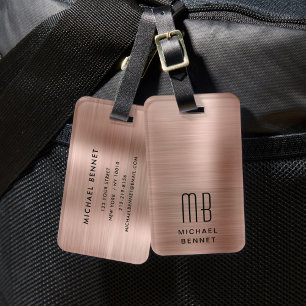 Elegantes Monogramm Roségold Gepäckanhänger