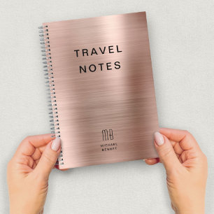 Elegantes Monogramm Roségold Reise Notizblock