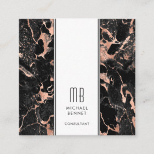 Elegantes Monogramm Roségold Schwarz Consultant Quadratische Visitenkarte