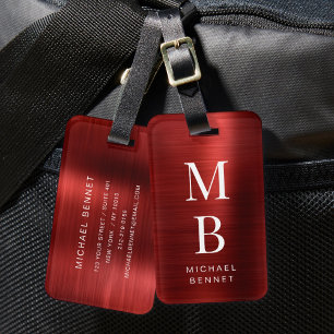 Elegantes Monogramm Rot Gepäckanhänger