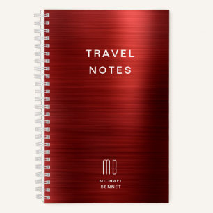 Elegantes Monogramm rotes Reise Notizbuch