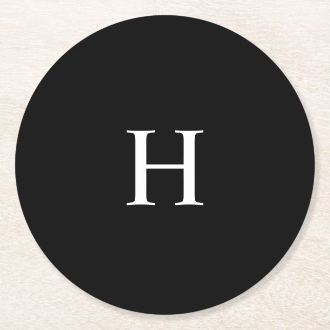Elegantes Monogramm Runder Pappuntersetzer (Vorderseite)