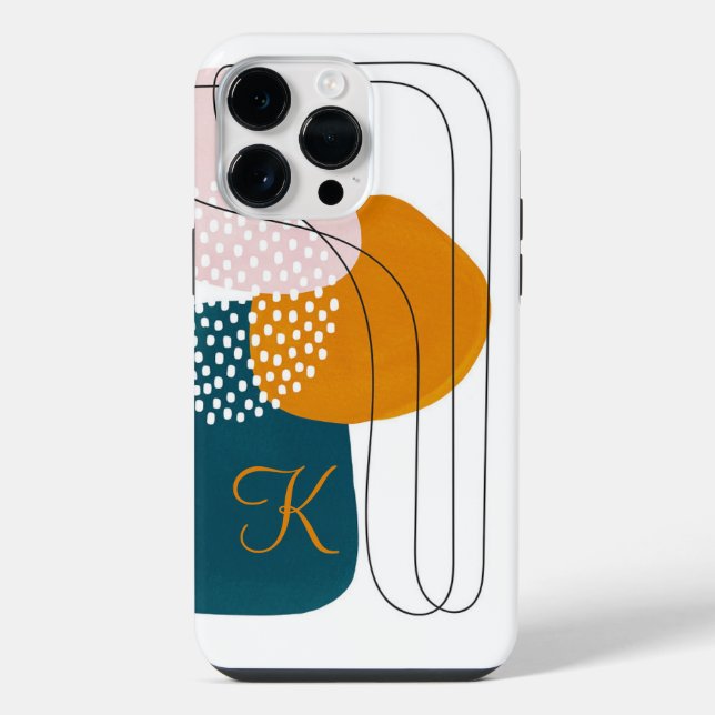 Elegantes Monogramm Rustikale Abstrakte Boho-Kunst iPhone Hülle (Rückseite)