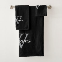 Elegantes Monogramm-Schrift-Name Badhandtuch Set