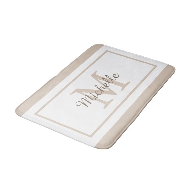 Elegantes Monogramm-Schriftname Badematte (Schrägansicht)