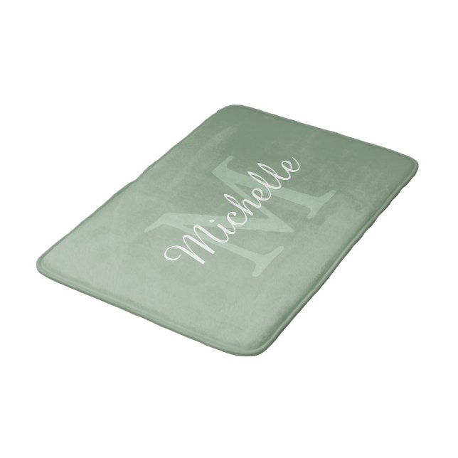 Elegantes Monogramm-Schriftname Badematte (Schrägansicht)