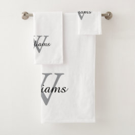 Elegantes Monogramm-Schriftname Badhandtuch Set