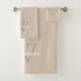 Elegantes Monogramm-Schriftname Badhandtuch Set