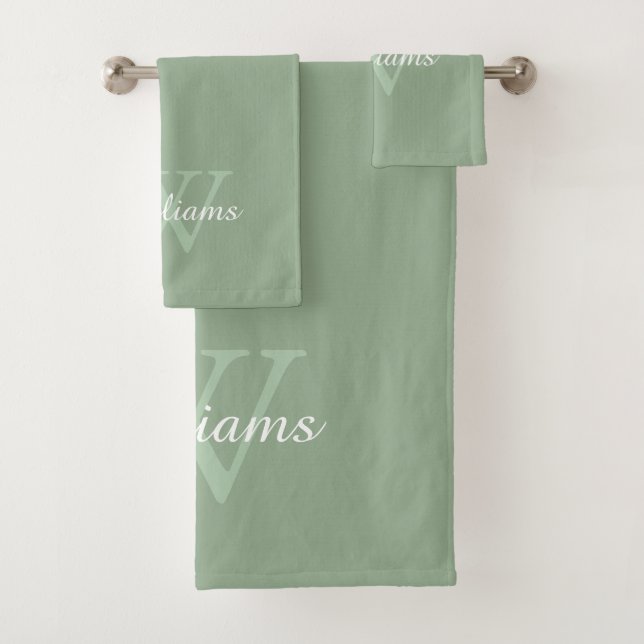 Elegantes Monogramm-Schriftzug-Name Badhandtuch Set (Insitu)