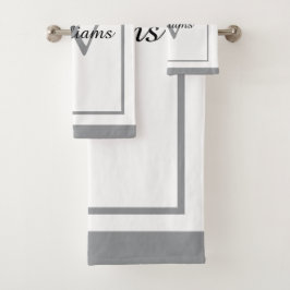 Elegantes Monogramm-Schriftzug-Name mit Rand Badhandtuch Set