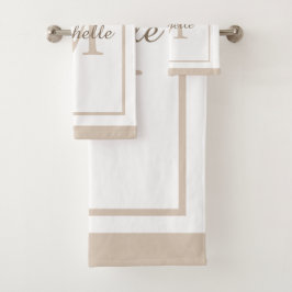 Elegantes Monogramm-Schriftzug-Name mit Rand Badhandtuch Set