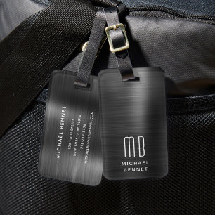 Elegantes Monogramm Schwarz Gepäckanhänger