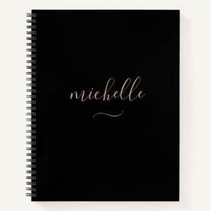 Elegantes Monogramm Schwarz Gold Schriftzug Notizbuch