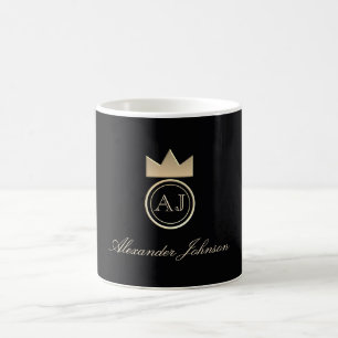 Elegantes Monogramm Schwarz und Gold Kaffeetasse