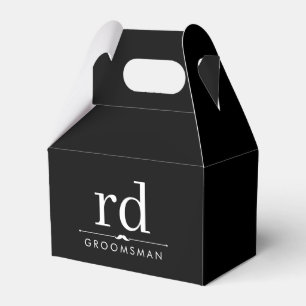 Elegantes Monogramm Schwarz-Weiß-Geschenk für Trau Geschenkschachtel