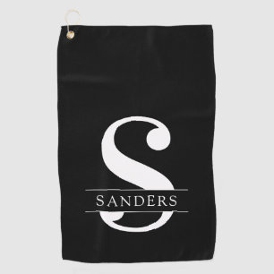 Elegantes Monogramm   Schwarz-weiß Golfhandtuch