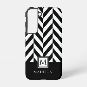 Elegantes Monogramm Schwarz-Weiß iPhone 15 Hülle Samsung Galaxy Hülle