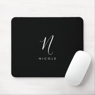 Elegantes Monogramm Schwarz-Weiß-Maus-Pad Mousepad