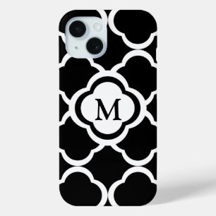Elegantes Monogramm Schwarz-Weiß-Muster Case-Mate iPhone Hülle