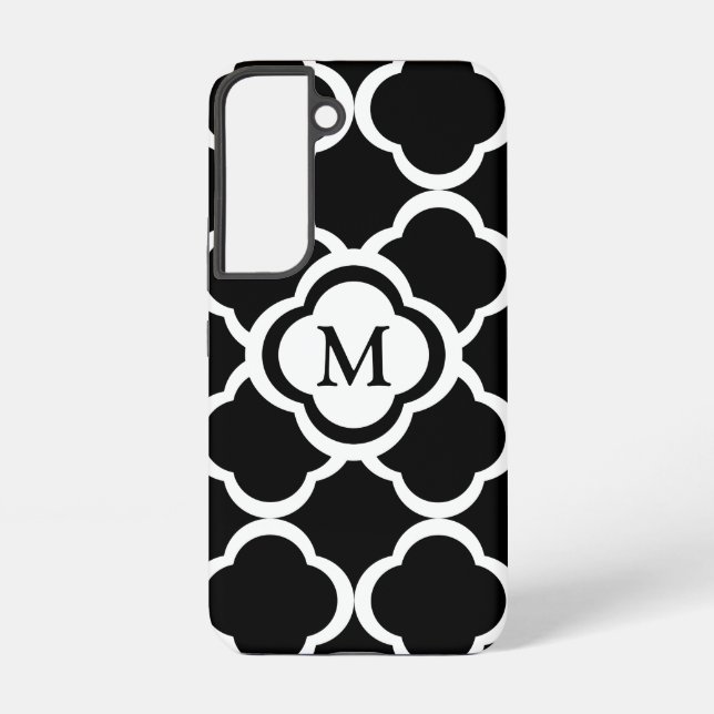 Elegantes Monogramm Schwarz/Weiß Samsung Galaxy Hülle (Rückseite)