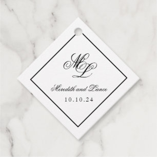 Elegantes Monogramm Schwarz-Weiß-Script Geschenkanhänger
