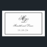 Elegantes Monogramm Schwarz-Weiß-Script Rechteckiger Aufkleber<br><div class="desc">Die Rosa-Suite verfügt über einen wunderschönen klassischen Script-Schriftart mit einem zweistelligen Monogramm und einem doppelten Rand. Es handelt sich um eine einfache,  klassische Suite,  die mit Einzelstücken in Schwarz und Weiß gefüllt ist. Die Suite ist elegant,  zeitlos und elegant.</div>