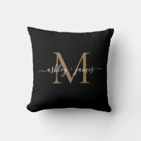 Elegantes Monogramm Schwarze Gold-Schrift Namen Ho