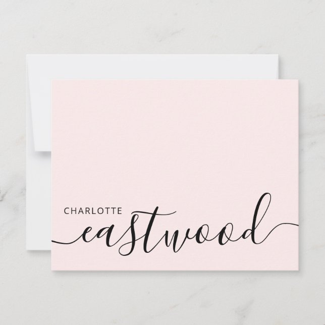 Elegantes Monogramm-Skript Rosa Mitteilungskarte (Vorderseite)