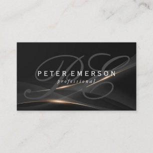 Elegantes Monogramm Sleek Black Gold Glanz Visitenkarte