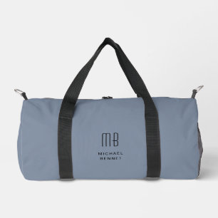 Elegantes Monogramm Staubblau Duffle Bag