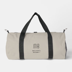 Elegantes Monogramm Taupe Beige Duffle Bag