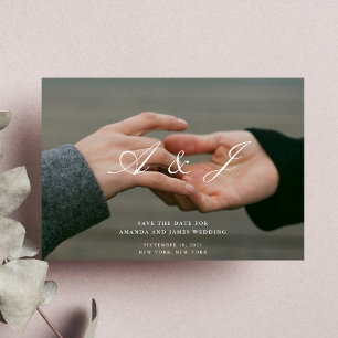 Elegantes Monogramm Typografie-Foto Save the Date Einladung