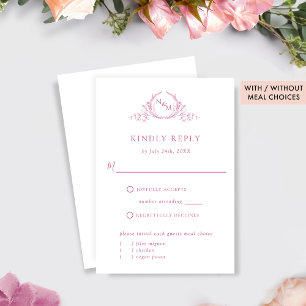 Elegantes Monogramm-UAWG weiß und rosa RSVP Karte
