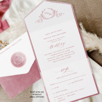 Elegantes Monogramm und burgunderfarbene Aquarell-