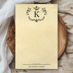 Elegantes Monogramm und Name   Vintages Papier
