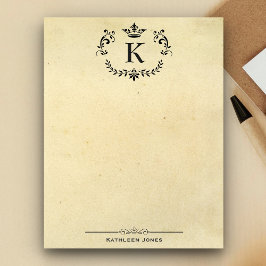 Elegantes Monogramm und Name | Vintages Papier Notizblock