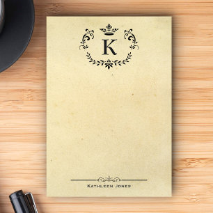 Elegantes Monogramm und Name   Vintages Papier Post-it Klebezettel